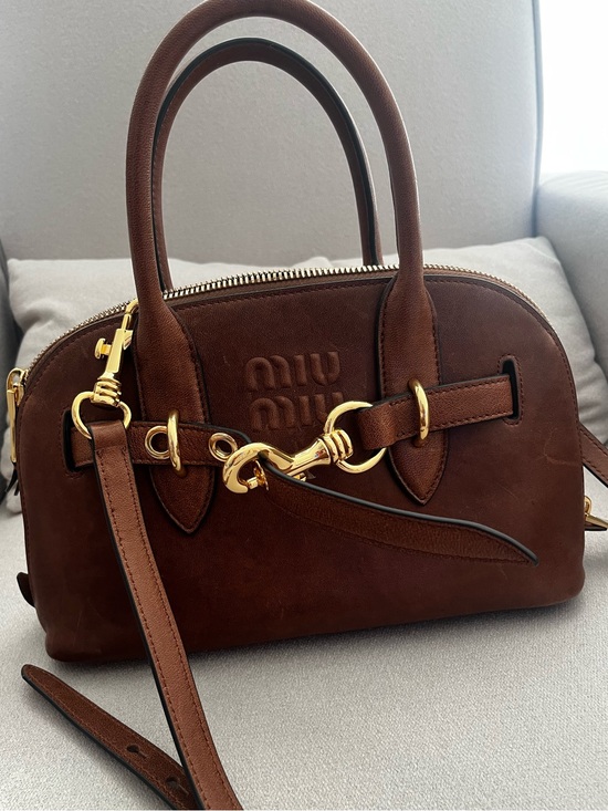 Miu Miu Handbags - MIU MIU Nappa Aviator Small Aventure Bag in Rovere